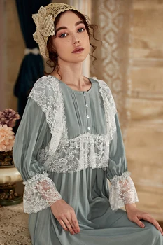 Romantiška Sleepwear Vasaros Žalia Nightdress Princesė Moteris Pižamą Medvilnės