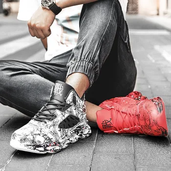 Jaunimo Tendencijos Grafiti vyriški Sportbačiai Bateliai Oro Pagalvės Sneaker Vyrai Streetwear Hip-Top Comfort Mados Pėsčiųjų Avalynė