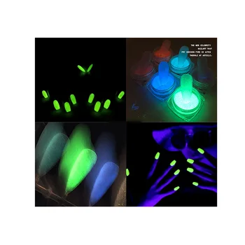 6 Spalvų/Set Noctilucent Blizgučiai Milteliai Neon Fosforo Diskoteka Nagų Dulkių Švyti Tamsoje Ilgai veikiantis Šviesos Šokių Cukraus Milteliai H&