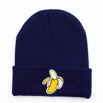 Bananų siuvinėjimas Medvilnės Tirštėti megzti skrybėlę žiemą šiltą kepurę Skullies bžūp beanie skrybėlių vyrų ir moterų 284