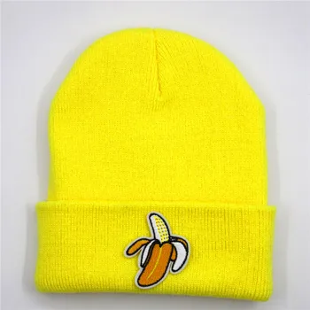 Bananų siuvinėjimas Medvilnės Tirštėti megzti skrybėlę žiemą šiltą kepurę Skullies bžūp beanie skrybėlių vyrų ir moterų 284