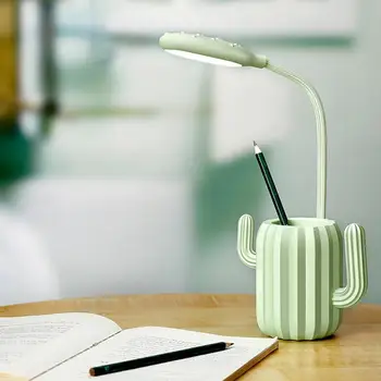 Kaktusas Formos Lankstymo USB Įkraunamas LED Stalo Lempa Pen Saugojimo Turėtojas Šviesos