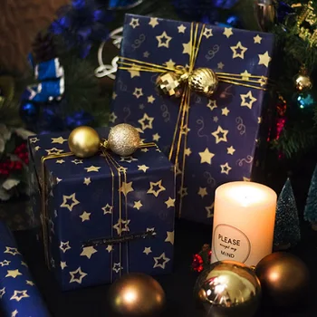 Paprastas Ir Dosnus Kalėdų Dovana Vyniojimo Mažų Žvaigždžių, Kalėdų Eglutės, Snaigės, Kalėdų Specialus Vyniojamasis Popierius