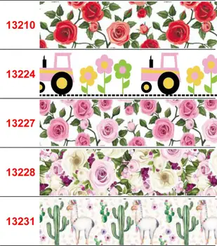 16mm-75mm Retro Gėlių Serija Atspausdinta Grosgrain/Priešas Juostelės Automobilį Pink Cartoon Alpaka Kaktusas 