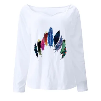 Harajuku Moteris Tshirts Moterų Ilgas Rankovėmis Marškinėliai Rudens Ir Žiemos Naujas Atspausdintas T-Shirt Mados Viršūnes Moterų 2021 Mujer Camisetas