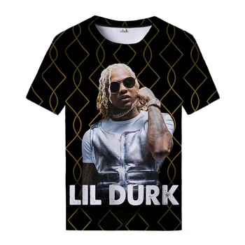 2021 Naujas Lil Durk 3D Atspausdintas Marškinėliai Reperis Vyrų ir Moterų Atsitiktinis Marškinėliai Cool Hip-Hop Marškinėliai Mados Gatvė Unisex Marškinėliai
