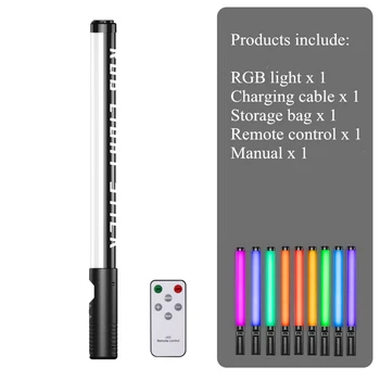 RGB Fotografijos Užpildyti Šviesos Lazdelės LED Žibintai Nešiojamą USB Įkraunamas Nuotolinio valdymo pultelis Spalvinga Fotografijos Vaizdo Lazdelė Lampe