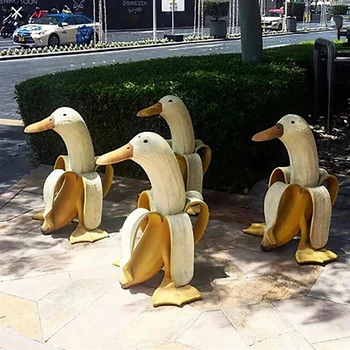 Kūrybos Bananų Antis Ornamentu Sodo Puošmena Lauko Kiemas Gyvūnų Antis Statula Figūrėlės Vejos Kraštovaizdžio Darbalaukio Papuošalai