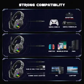 ONIKUMA K20 PS4 Rankų PC Gamer Stereo Gaming Ausinės su Mic/RGB Šviesos XBox Vienas/Laptop Tablet,internete klasės ausinės