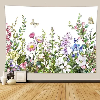 Gėlių ir žolės kraštovaizdžio serijos gobelenas, namų naktiniai dekoratyvinė sienų danga, miegamajame kabantys audiniai, audinys tapybos 95*73cm
