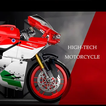 Miestas Serijos 800Pcs+ Motociklo ir Automobilio Modelio, Statyba Blokai Technikos Konstruktorius Ducatis Greitis Motociklų Lenktynių Transporto priemonės Plytų Žaislas