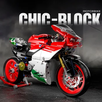 Miestas Serijos 800Pcs+ Motociklo ir Automobilio Modelio, Statyba Blokai Technikos Konstruktorius Ducatis Greitis Motociklų Lenktynių Transporto priemonės Plytų Žaislas