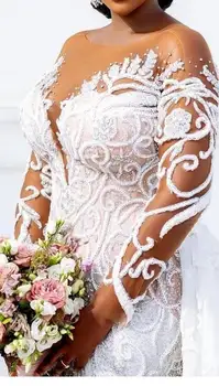 Custom vestuvinė suknelė, viršus+ ilgas traukinys duobute ,mermaid stiliaus