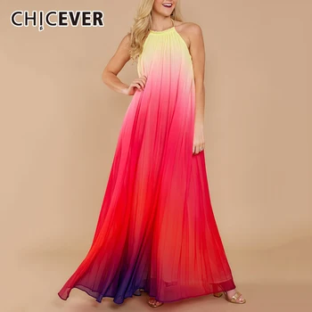 CHICEVER Elegantiška Suknelė Moterims Apynasrio Rankovių Grindų Ilgis Prarasti Nukentėjo Spalvos, Netaisyklingos Suknelės Moteriška Apranga 2021 Stiliaus Naujas