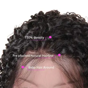 Brazilijos Keistą Garbanotas Perukas Žmogaus Plaukų Perukai už juodaodžių Moterų Remy 4x4 nėrinių uždarymo Prieš Nupeštos su Kūdikio Plaukų