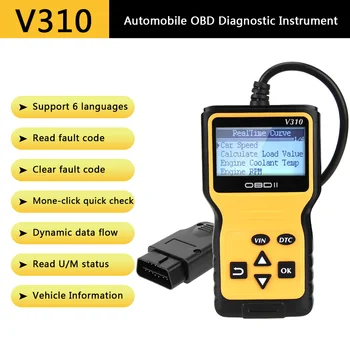 Skaitmeninis Ekranas V310 OBD2 Kodo Skaitytuvas Automobilį Auto Diagnostikos Įrankis OBD2 Skaneris ELM 327 OBDII EOBD Skaityti/Išvalyti Gedimų skaitytuvo