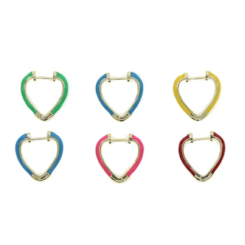 Širdies formos Huggie hoopas auskarai moterims, Aukso spalva Neon emalio spalvinga paprastų geometrinių moterų papuošalai