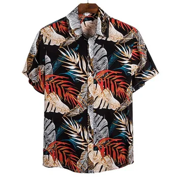 Nauja Havajų Marškinėliai Vyrams 2021 M. Vasarą trumpomis Rankovėmis Mens Suknelė Marškinėliai Gėlių Spausdinti Paplūdimio Havajų Marškinėliai Chemise Homme Viršūnės T-shirt