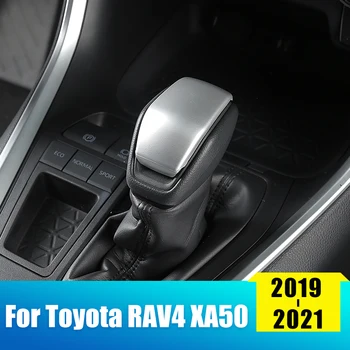 ABS Anglies pluošto Pavarų Perjungimo Rankenėlės Pavarų Galvos Raštas Padengti Apdaila Toyota RAV4 2019 2020 2021 RAV 4 XA50 Priedai