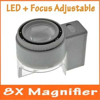 8X Fokusavimo Kolonėlė Apšviečiami LED Juvelyrikos Dizaino ir Remonto didinamasis stiklas Piešimo Loupe Antspaudas Surinkimo su Lempa Skalė 0,1 mm