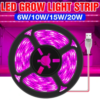 USB Visą Spektrą Phytolamps LED Grow Light 5V Augalų Augimą, Šviesa 0.5 1 2 3M Lankstus Augti Šviesos Juostelė atspari Vandeniui Palapinė sėklos Lempos
