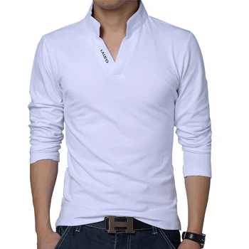 2021 T-Shirt Vyrams Pavasarį Medvilnės Marškinėliai Vyrams vientisos Spalvos Marškinėlius Mandarinų Apykaklės Long Sleeve Top Vyrų Brand Slim Fit Tee Marškinėliai 5XL