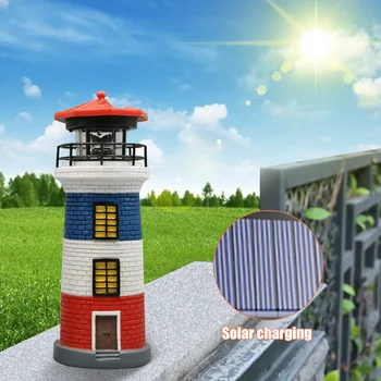 Saulės Švyturio Led Šviesos Sodas Leuchtturm Švyturys Saulės Eco-Friendly 360 Skydas Namų Dervos Lempos Polikristalinio Silicio Sukasi Dekoras