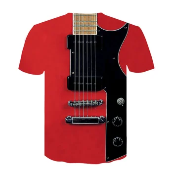 2021 m. Roko Muzikos Gitara 3D Marškinėlius vasaros Vyrų/Moterų marškinėliai Mados marškinėliai Atsitiktinis marškinėliai/Streetwear Vyrų drabužių, Negabaritinių Viršūnės