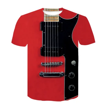 2021 m. Roko Muzikos Gitara 3D Marškinėlius vasaros Vyrų/Moterų marškinėliai Mados marškinėliai Atsitiktinis marškinėliai/Streetwear Vyrų drabužių, Negabaritinių Viršūnės