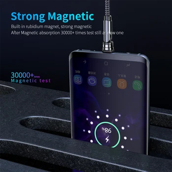 1M 360 Laipsnių Pasukti Magnetinio Įkroviklio Kabelis, Mikro Tipas-C USB Įkrovimo Kabelis Samsung 