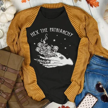 Hex Į Pairiarchy T-shirt Juokinga Halloween Naujovė Dovanų Marškinėlius Mados Moterų Witchy Feminizmas Grafinis Tee Viršų