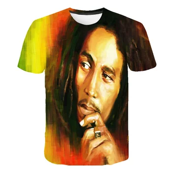 Naujausias Vasaros Mados Nauja Hip-Hop T-shirts Reggae Iniciatorė, Bob Marley 3d Spausdinimo Vyrų, Moterų Atsitiktinis O-Kaklo Gitara, Marškinėliai Viršuje 6XL