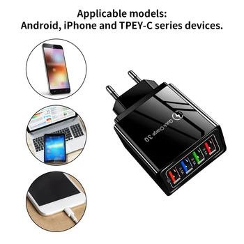 Universalus Telefono Įkroviklį, 4 USB jungtys Mobilus Įkrovimo Galvutė Greitai Imti 3.0 iPhone Samsung S10 Už Xiaomi Už 