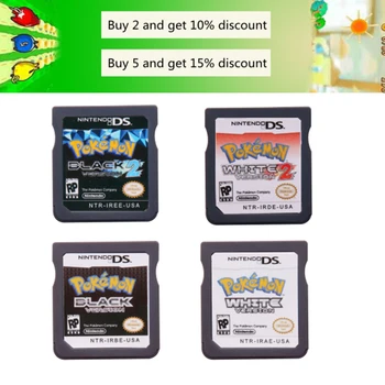DS, 3DS NDSL Žaidimo Kortelės Atminties Kortelės Pokemon Black and White 2 Juodos ir Baltos spalvos MUMS Versija
