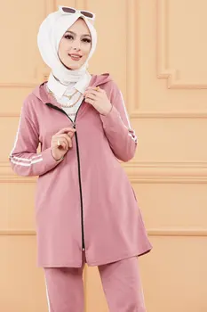 Tracksuit nustatyti juostelės išsamiai apačios į viršų kostiumas atsitiktinis didelis dydis musulmonų moterims drabužių islamo drabužių turkijos drabužiai