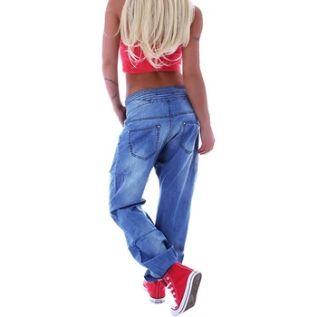 Žemas Augimas Baggy Jeans Moterys Vasarą Streetwear Atsitiktinis Palaidų Džinsinio Audinio Kelnės Aukštu Juosmeniu Plius Dydis Pločio Kojų Hip-Hop Džinsai Haremo Kelnės