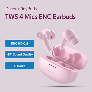 DACOM TinyPods ENC Triukšmas Atšaukimas Ausinės TWS Bluetooth 8h Peržiūros 5.0 Ausinių Bass Tiesa, Belaidės Stereo Ausinės
