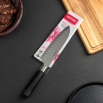 Нож кухонный NADOBA KEIKO Сантоку с углублениями, лезвие 17,5 см