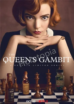 Plakatai filmo queens gambit balta padengtas popierius namų puošybai