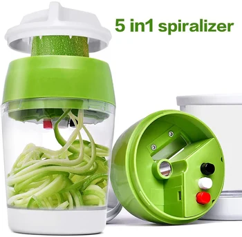 Kišeninis Spiralizer Daržovių Vaisiai Slicer 5 in 1 Kolonėlė Spiralės Tarka Cutter Salotų Įrankiai, Cukinija Makaronų Spageti Maker