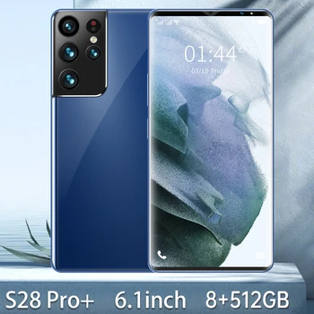 Pasaulinė Versija S28 Pro+ 6.1 Colių Andriod 11 Išmaniųjų Telefonų 32+64MP Face Unlock 128/256 GB Deka Core 6000mAh Mobiliojo Telefono MTK6889+