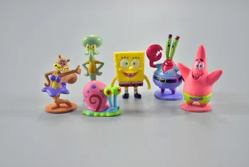 Kawaii Sponge Krabs Patrick Star Veiksmų Skaičius, Žaislų Bob Patrick Star Mini Anime Figūrėlės PVC Lėlės Vaikams, Vaikas Žaislas Gimtadienio Dovana