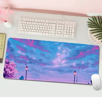 Pink Moon anime kraštovaizdžio estetika Office mer Žaidimų Kilimėlis XL Didelis Gamer Klaviatūra, KOMPIUTERIO Stalas Kilimėlis Kompiuterio, Planšetinio kompiuterio Pelės Padas