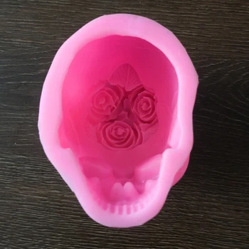 N58F 3D Rožių Gėlių Kaukolė Epoksidinės Dervos Pelėsių Namuose Papuošalai Papuošalai Silikono Forma