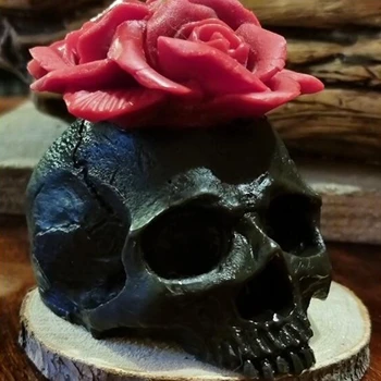 N58F 3D Rožių Gėlių Kaukolė Epoksidinės Dervos Pelėsių Namuose Papuošalai Papuošalai Silikono Forma