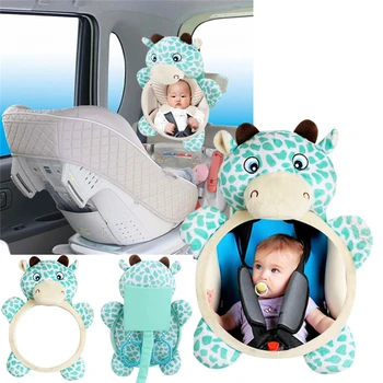 Baby Automobilių Sėdynės Minkšti Pliušiniai Žaislai Gyvūnų Veidrodis, Galinio Vaizdo Bamblys Mobiliojo Barškutis Kūdikiui Kabinti Backseat Žaislas Naujagimių 0~12 Mėnesių