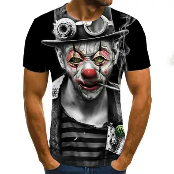 Vasarą Naujiems Karšto Pardavimo Klounas Marškinėlius Vyrų/moterų Joker Veidas 3D Atspausdintas Teroro marškinėliai Atsitiktinis Mados O-Kaklo Negabaritinių Marškinėliai