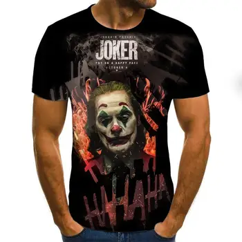 Vasarą Naujiems Karšto Pardavimo Klounas Marškinėlius Vyrų/moterų Joker Veidas 3D Atspausdintas Teroro marškinėliai Atsitiktinis Mados O-Kaklo Negabaritinių Marškinėliai