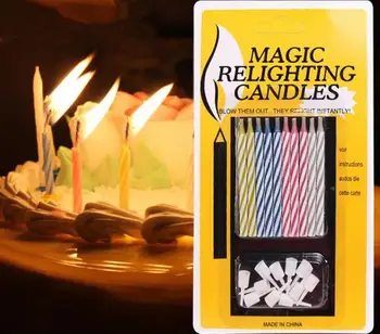 10vnt Magija Relighting Žvakė Gimtadienio Tortas Vestuvės Kalėdų Šventinė Žvakė Šalis, Juokai, Juokingi Vaikai Naujovė Apgauti Žaislas