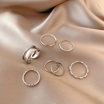 Minimalizmas Aukso Spalvos Apvalios Geometrinis Piršto Žiedai Rinkinys Moterims 2021 Klasikinis Ratas Atidaryti Žiedas Bendras Žiedas, Moterų Papuošalai, Dovanos